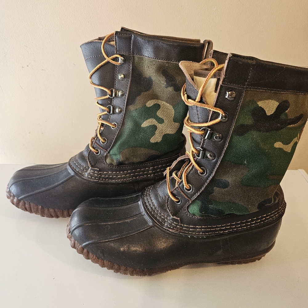 VTG 80s Lacrosse Buckmaster Camouflage Duck Waterproof Boots Sz 7